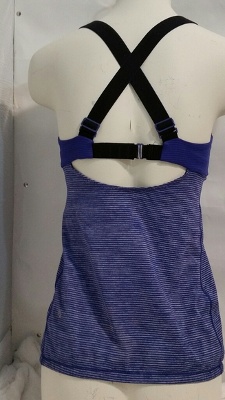 Lululemon Athletica Swift Tank Top 6 Blue Striped - Picture 2 of 8